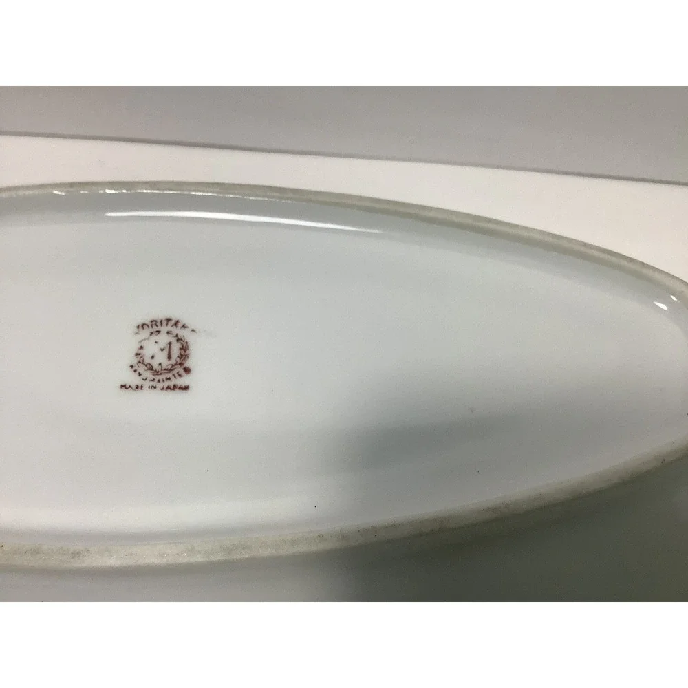 Noritake Lusterware‎ Relish Dish Peach White Floral Pattern Hand Painted Japan